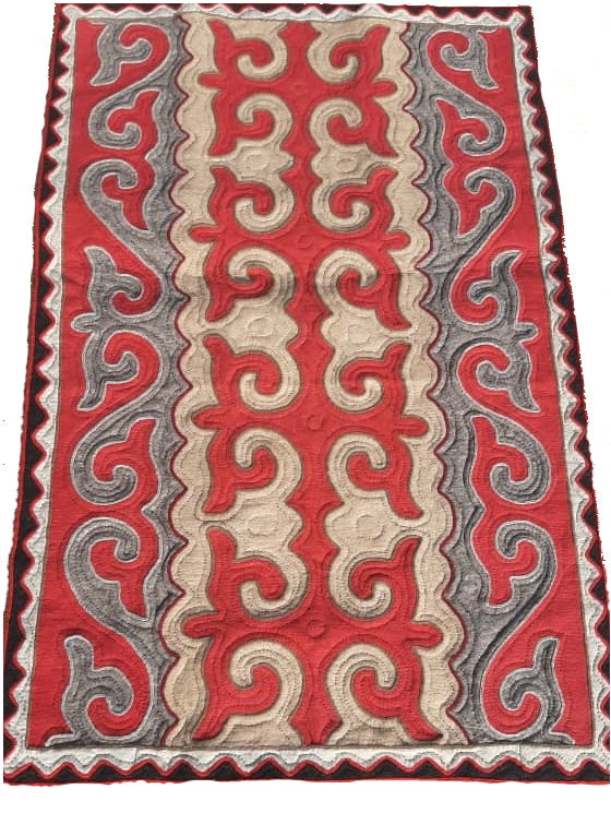 Red, Tan and Grey Felt Rug