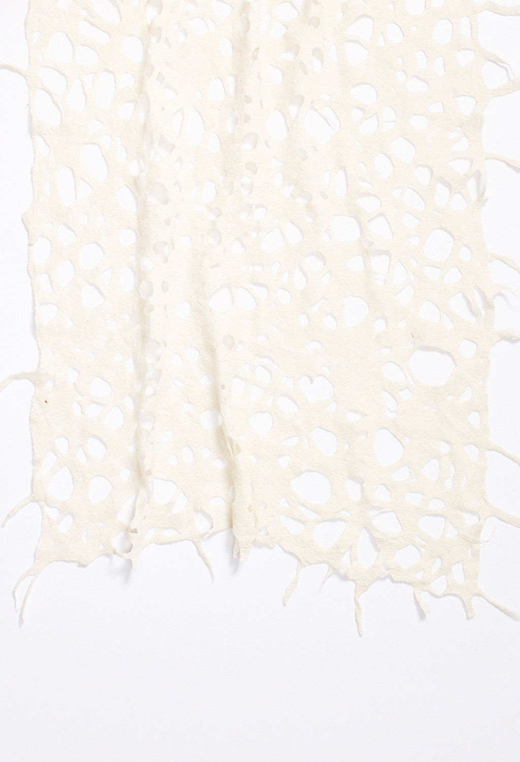 White Felt Lace with Silk Inlays