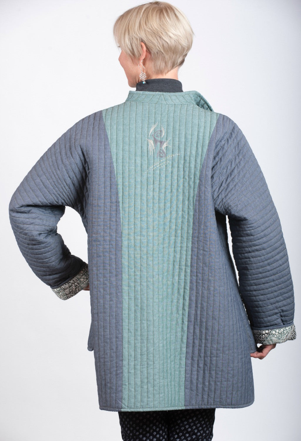 Women's Two Toned Blue and Sea Green Jacket