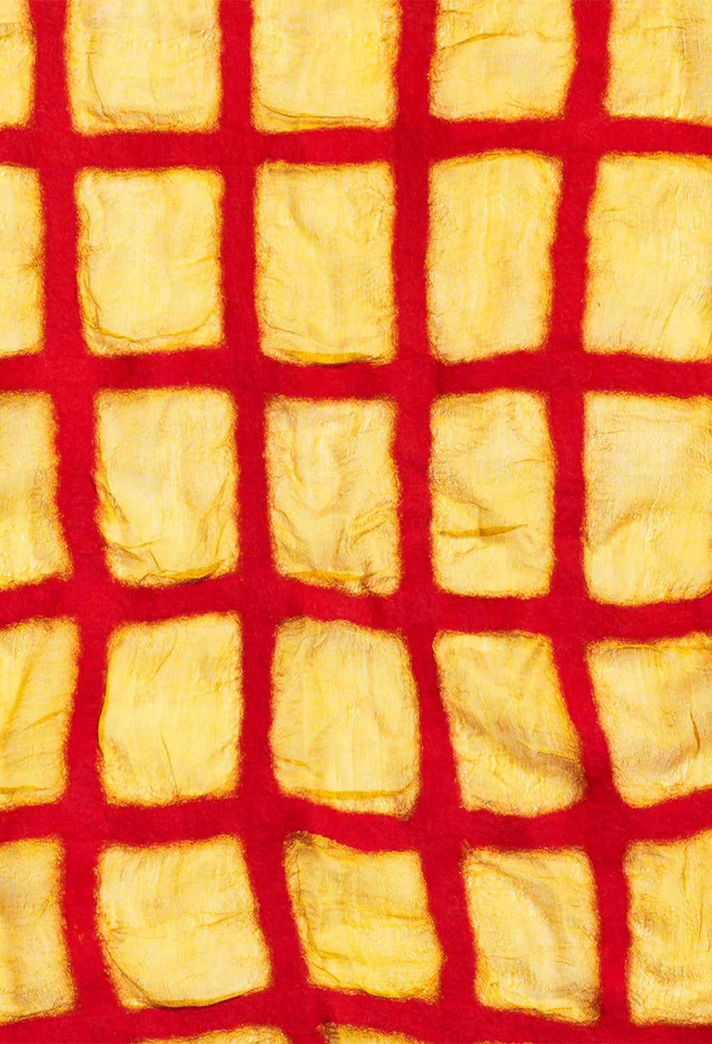 Red Grid on Yellow Silk