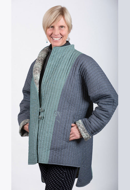 Women's Two Toned Blue and Sea Green Jacket