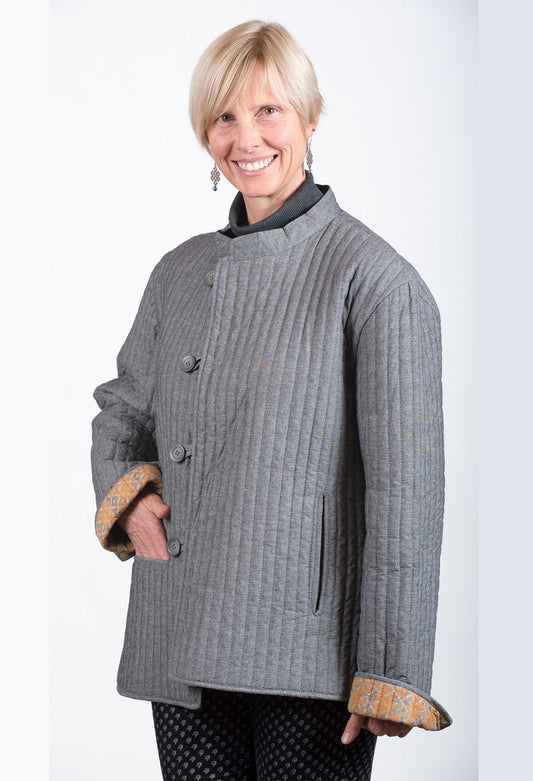 Women's Grey Jacket with Floral Inside